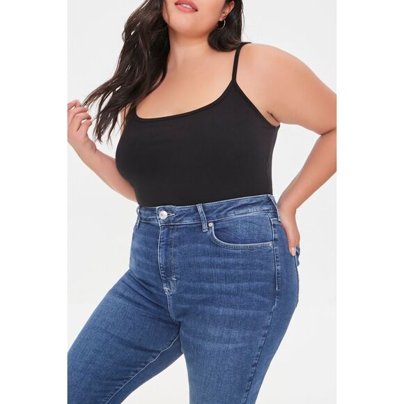 Black Basic Organically Grown Cotton Tank Top Bodysuit, Size 2X, Forever 21, NEW - Picture 1 of 7
